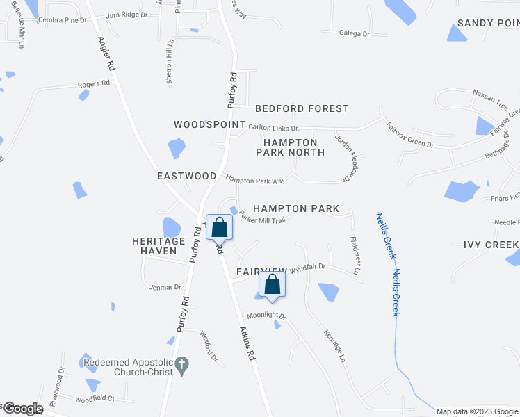 map of restaurants, bars, coffee shops, grocery stores, and more near 7929 Parker Mill Trail in Fuquay-Varina