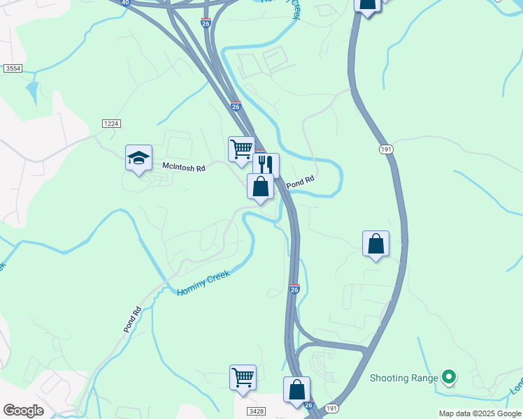 map of restaurants, bars, coffee shops, grocery stores, and more near 116 Pond Road in Asheville