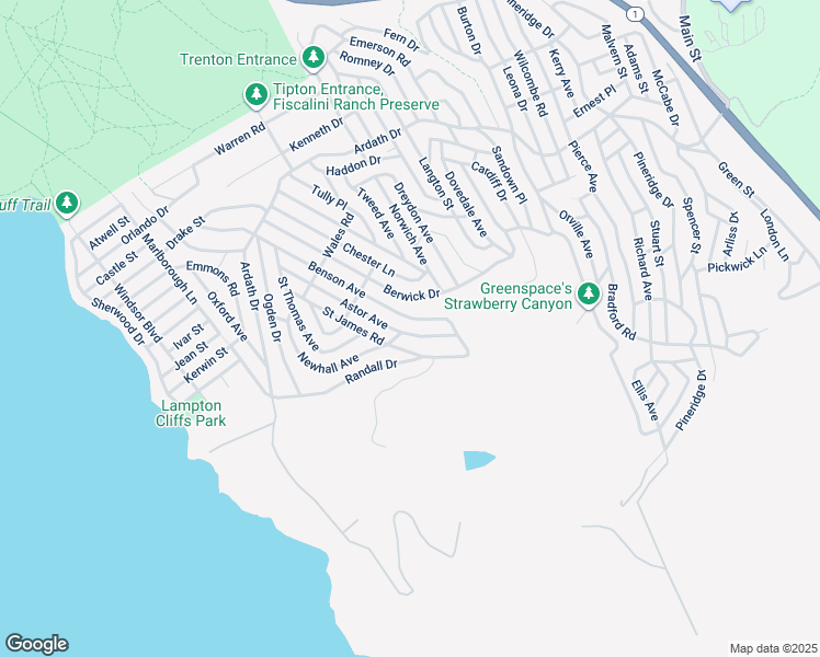 map of restaurants, bars, coffee shops, grocery stores, and more near Astor Avenue in Cambria