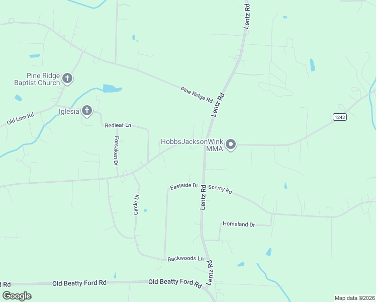 map of restaurants, bars, coffee shops, grocery stores, and more near 2625 Daugherty Road in China Grove