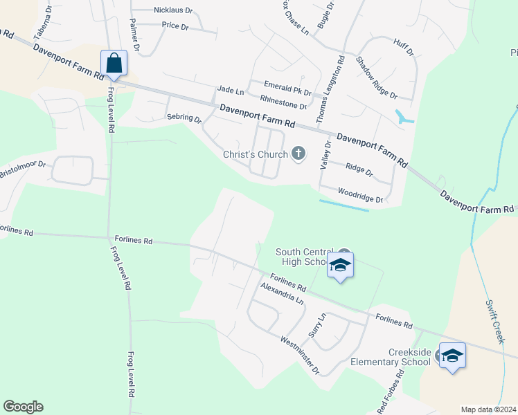map of restaurants, bars, coffee shops, grocery stores, and more near 2355 Vineyard Drive in Winterville