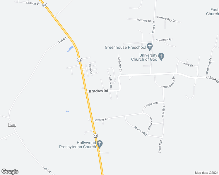 map of restaurants, bars, coffee shops, grocery stores, and more near 1642 Hollow Drive in Greenville