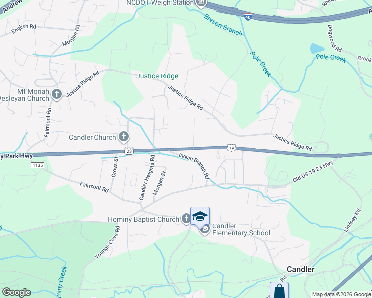 map of restaurants, bars, coffee shops, grocery stores, and more near 1876 Smokey Park Highway in Candler