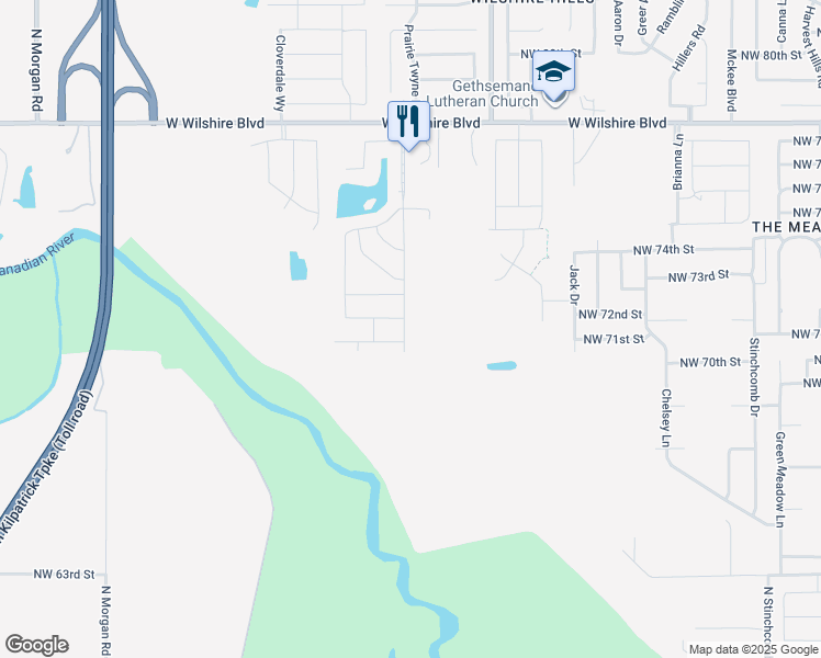 map of restaurants, bars, coffee shops, grocery stores, and more near 7016 Meadow Lake Drive in Yukon