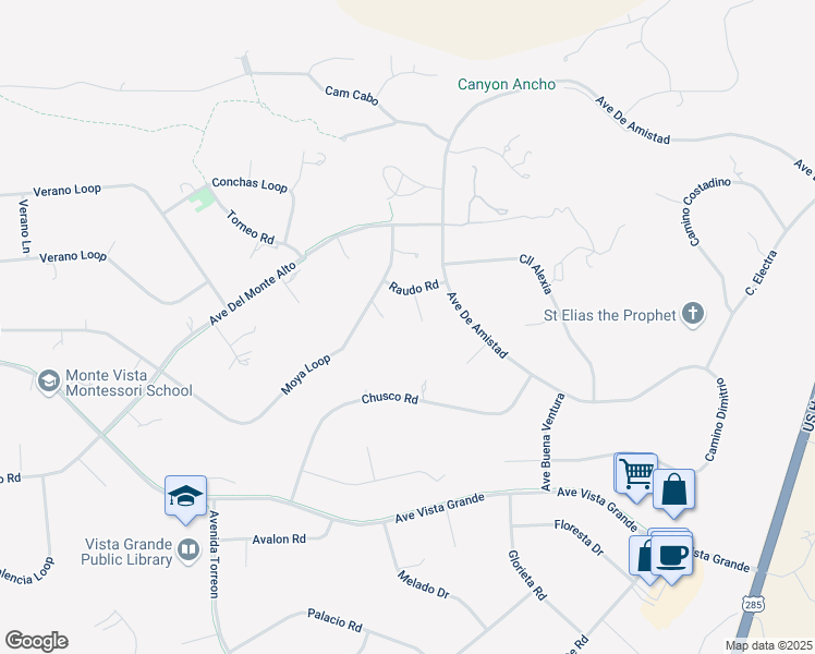 map of restaurants, bars, coffee shops, grocery stores, and more near 11 Moya Loop in Santa Fe