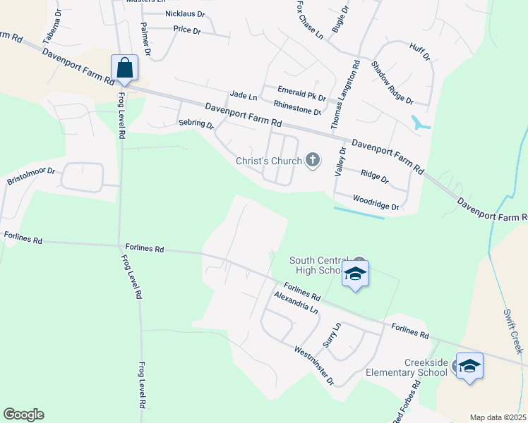 map of restaurants, bars, coffee shops, grocery stores, and more near 2355 Vineyard Drive in Winterville