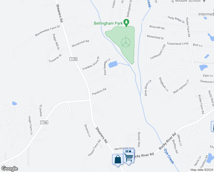 map of restaurants, bars, coffee shops, grocery stores, and more near 141 Pandora Road in Mooresville