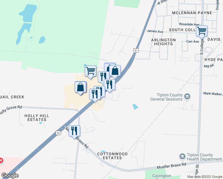 map of restaurants, bars, coffee shops, grocery stores, and more near 1624 U.S. 51 South in Covington