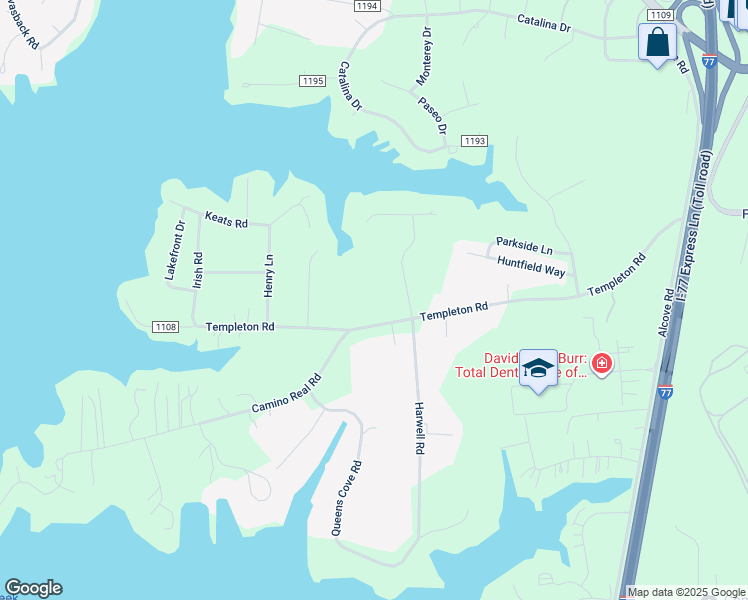 map of restaurants, bars, coffee shops, grocery stores, and more near 296 Templeton Road in Mooresville