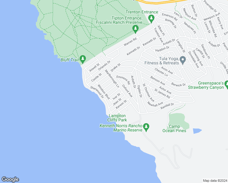 map of restaurants, bars, coffee shops, grocery stores, and more near 361 Harvey Street in Cambria