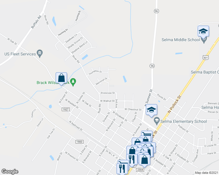 map of restaurants, bars, coffee shops, grocery stores, and more near 900 4th Avenue in Selma