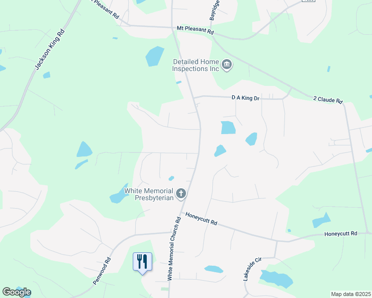 map of restaurants, bars, coffee shops, grocery stores, and more near 70 Tranquil Lane in Johnston County