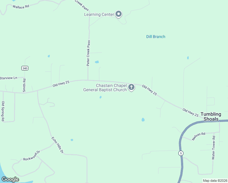 map of restaurants, bars, coffee shops, grocery stores, and more near 439 Old Highway 25 in Tumbling Shoals