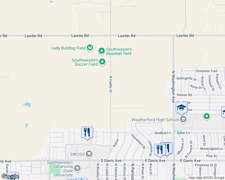 map of restaurants, bars, coffee shops, grocery stores, and more near in Weatherford