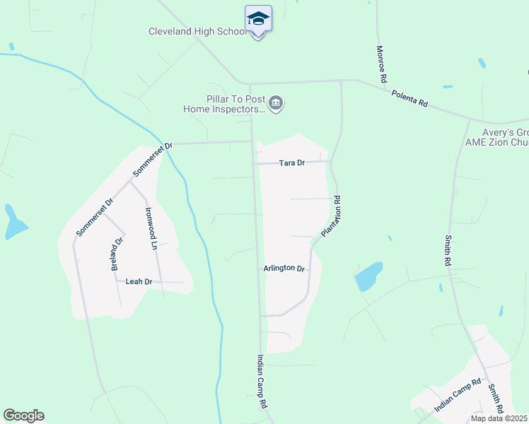 map of restaurants, bars, coffee shops, grocery stores, and more near 1614 Indian Camp Road in Clayton
