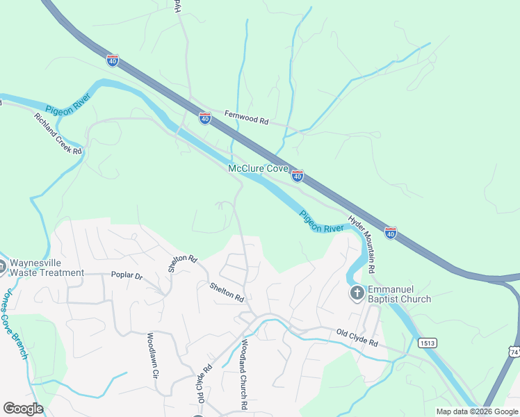 map of restaurants, bars, coffee shops, grocery stores, and more near 382 Richland Creek Road in Clyde
