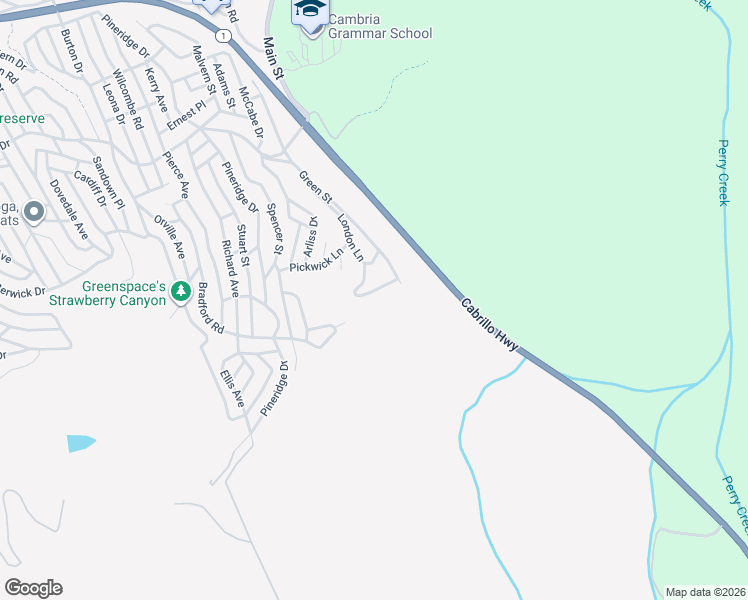 map of restaurants, bars, coffee shops, grocery stores, and more near 3236 Gleason Street in Cambria