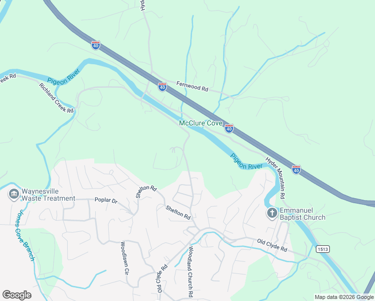 map of restaurants, bars, coffee shops, grocery stores, and more near 382 Richland Creek Road in Clyde