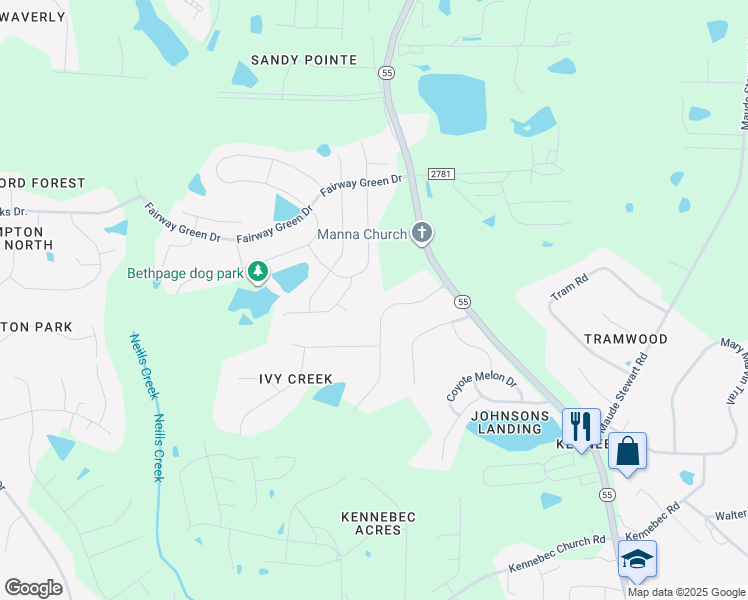 map of restaurants, bars, coffee shops, grocery stores, and more near 3124 Gold Dust Lane in Wake County