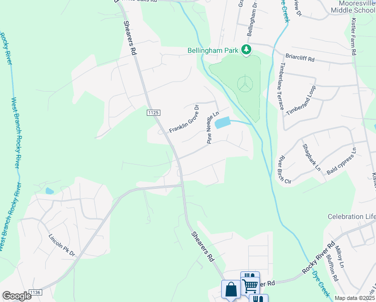 map of restaurants, bars, coffee shops, grocery stores, and more near 682 Highland Ridge Road in Mooresville