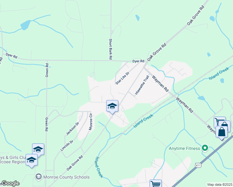 map of restaurants, bars, coffee shops, grocery stores, and more near 421 Oak Grove Road in Madisonville