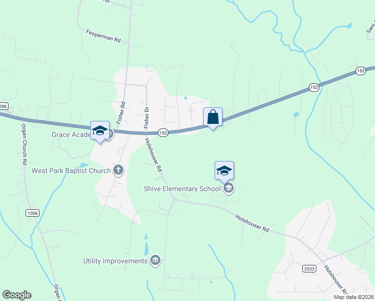 map of restaurants, bars, coffee shops, grocery stores, and more near 7115 Highway 152 East in Rockwell
