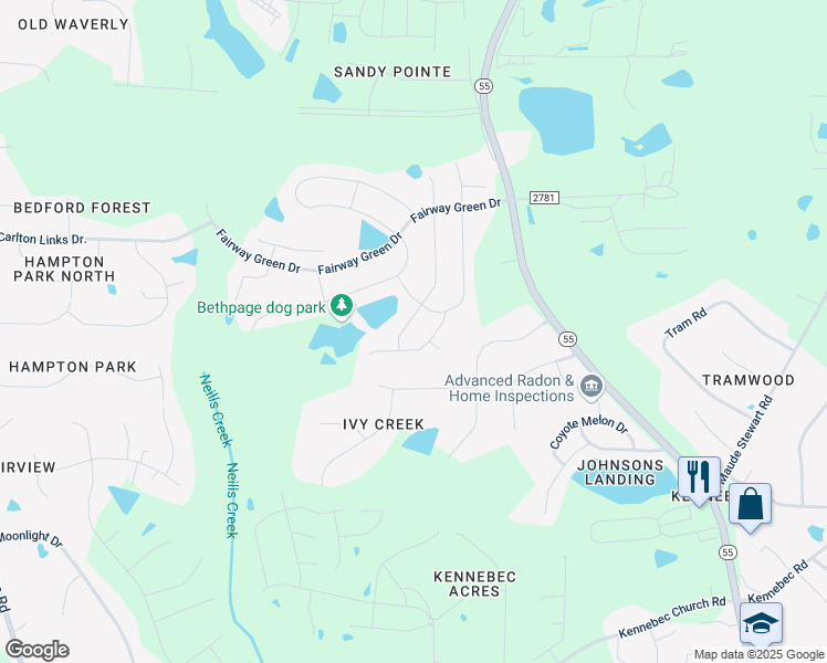 map of restaurants, bars, coffee shops, grocery stores, and more near 2217 Attend Crossing in Fuquay-Varina