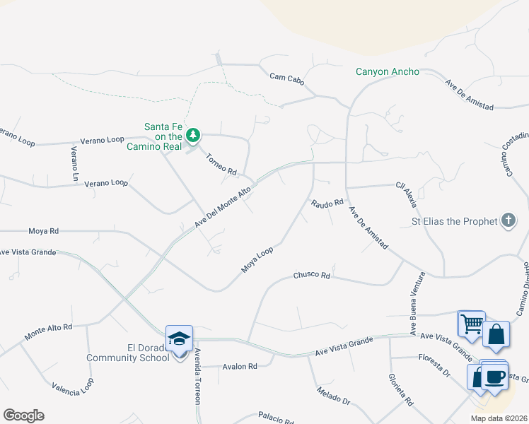 map of restaurants, bars, coffee shops, grocery stores, and more near 5 Oriente Court in Santa Fe