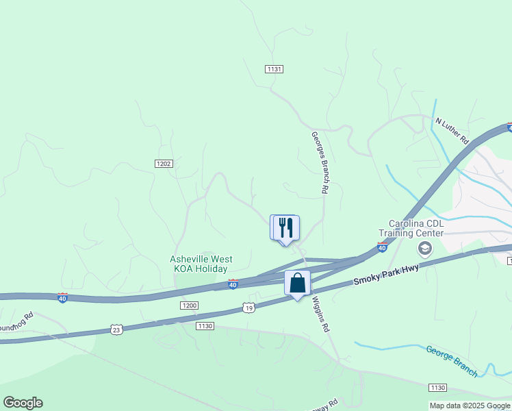 map of restaurants, bars, coffee shops, grocery stores, and more near 184 Wiggins Road in Candler