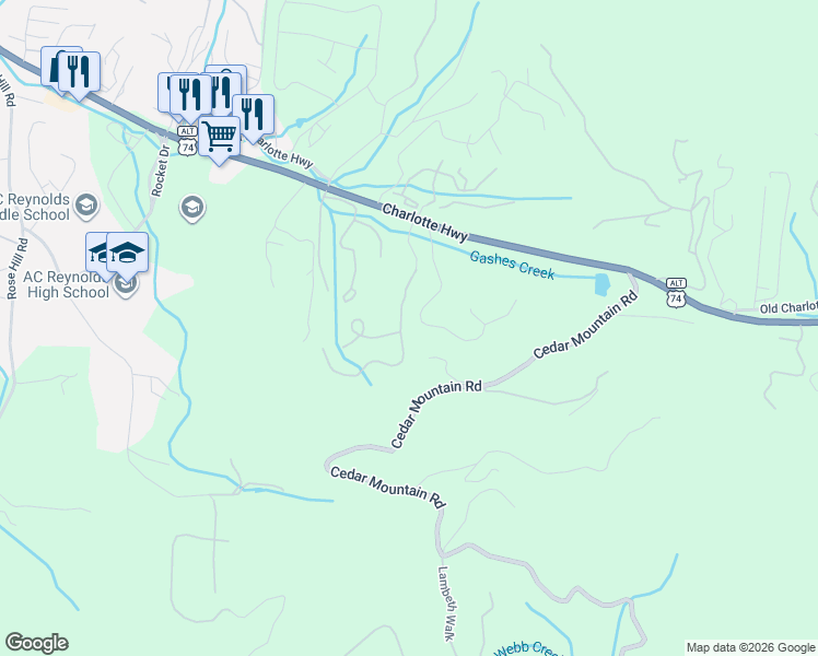 map of restaurants, bars, coffee shops, grocery stores, and more near 50 Village Pointe Lane in Asheville
