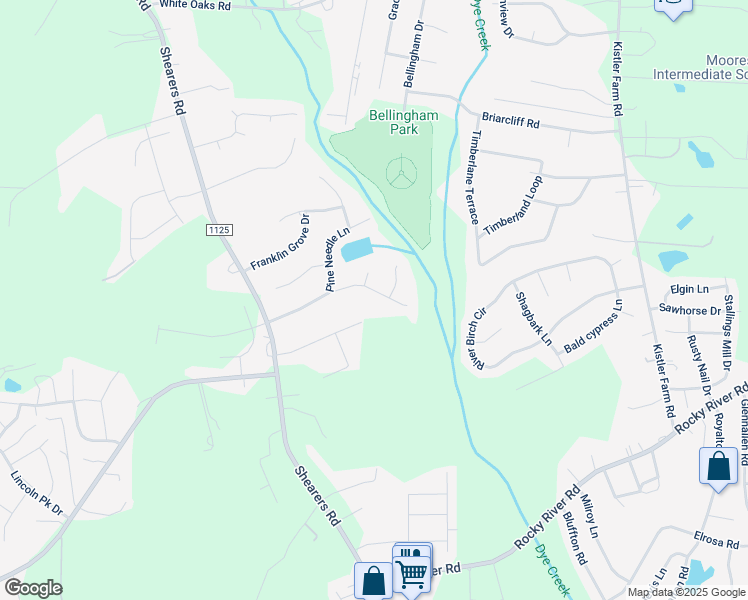 map of restaurants, bars, coffee shops, grocery stores, and more near 591 Highland Ridge Road in Mooresville