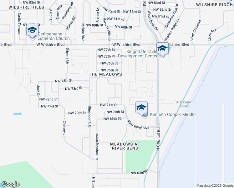 map of restaurants, bars, coffee shops, grocery stores, and more near 8317 Northwest 72nd Street in Oklahoma City