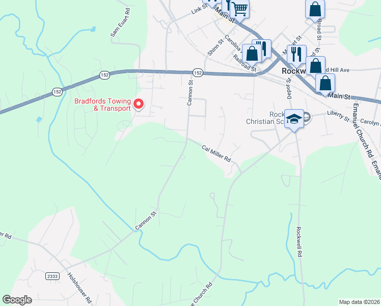 map of restaurants, bars, coffee shops, grocery stores, and more near 829 Cannon Street in Rockwell