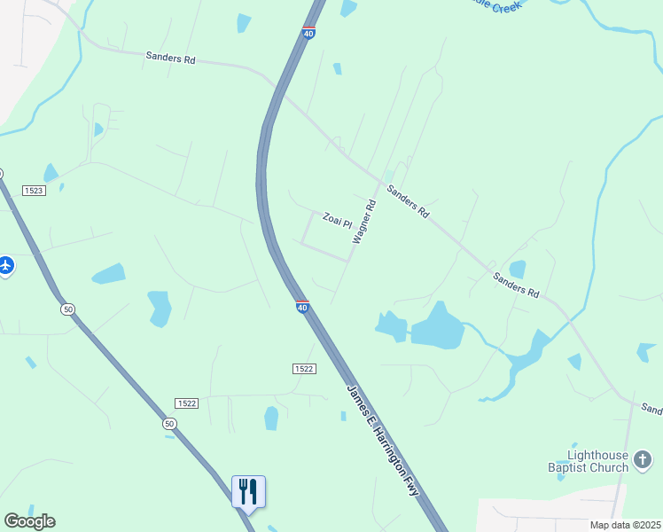 map of restaurants, bars, coffee shops, grocery stores, and more near 221 Wagner Road in Willow Spring