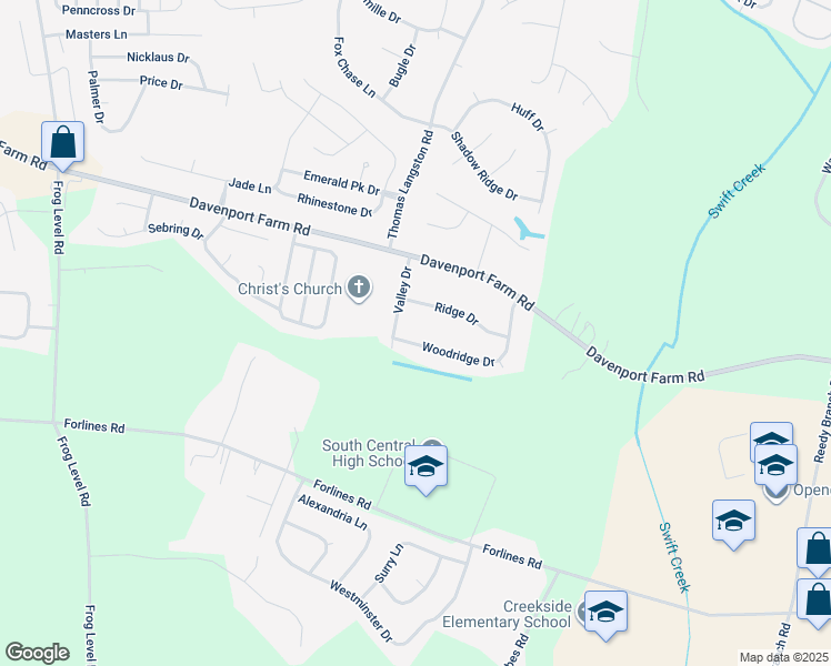 map of restaurants, bars, coffee shops, grocery stores, and more near 2344 Woodridge Drive in Winterville