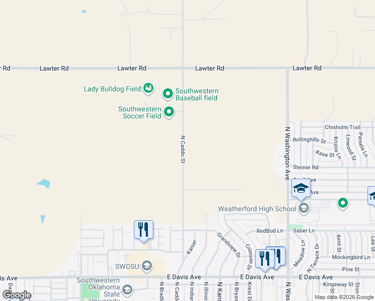 map of restaurants, bars, coffee shops, grocery stores, and more near in Weatherford