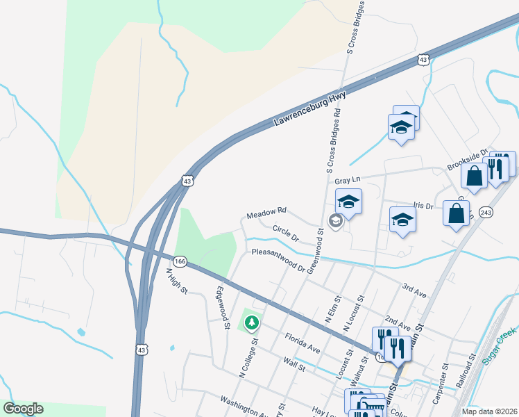 map of restaurants, bars, coffee shops, grocery stores, and more near 702 Meadow Road in Mount Pleasant