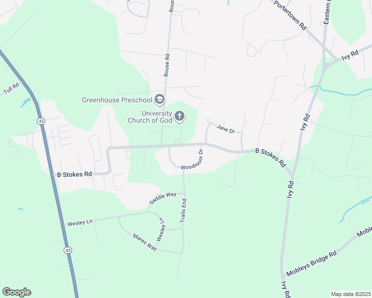 map of restaurants, bars, coffee shops, grocery stores, and more near 2222 B Stokes Road in Greenville