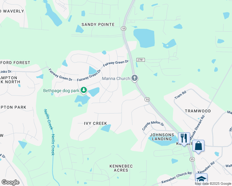 map of restaurants, bars, coffee shops, grocery stores, and more near 2191 Fox Chapel Place in Fuquay-Varina