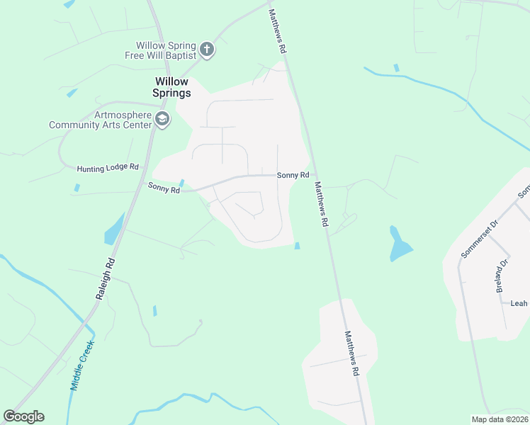 map of restaurants, bars, coffee shops, grocery stores, and more near 300 Sonny Road in Clayton