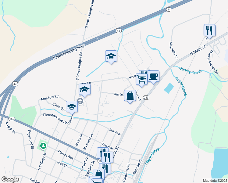 map of restaurants, bars, coffee shops, grocery stores, and more near 407 Gray Lane in Mount Pleasant