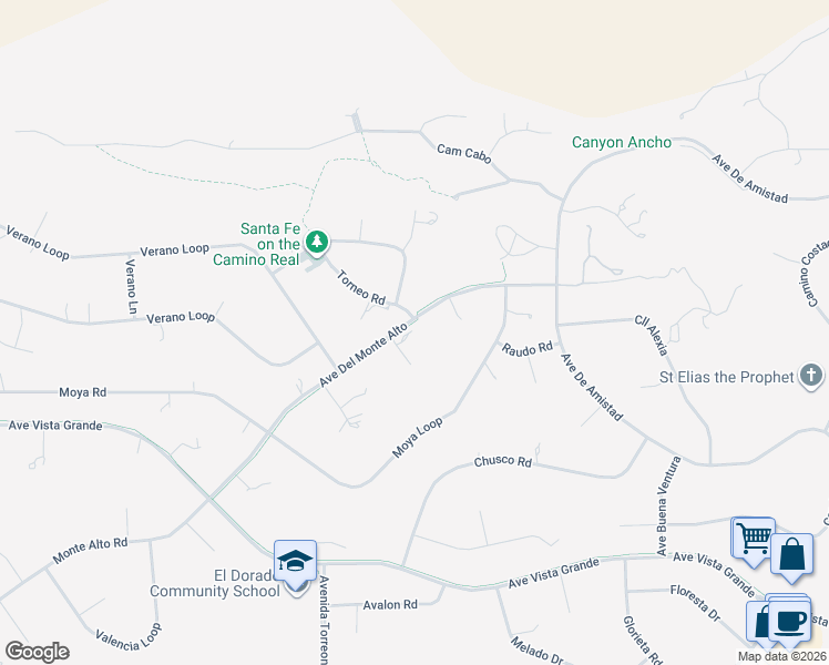 map of restaurants, bars, coffee shops, grocery stores, and more near 2 Pino Place in Santa Fe