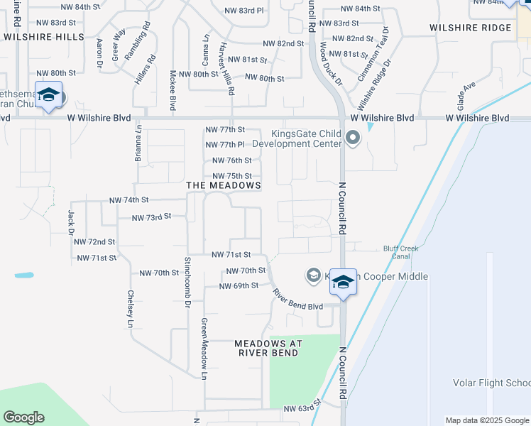 map of restaurants, bars, coffee shops, grocery stores, and more near 7336 Sandlewood Drive in Oklahoma City