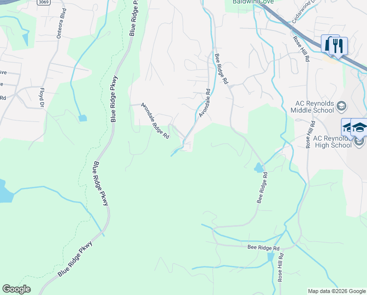 map of restaurants, bars, coffee shops, grocery stores, and more near 26 Avondale Heights Road in Asheville