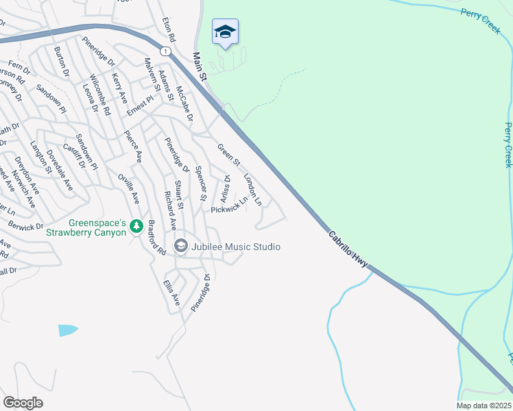 map of restaurants, bars, coffee shops, grocery stores, and more near London Lane in Cambria