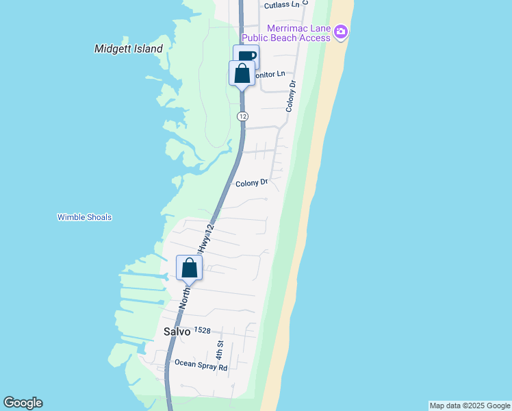 map of restaurants, bars, coffee shops, grocery stores, and more near 27250 Tarheel Court in Salvo