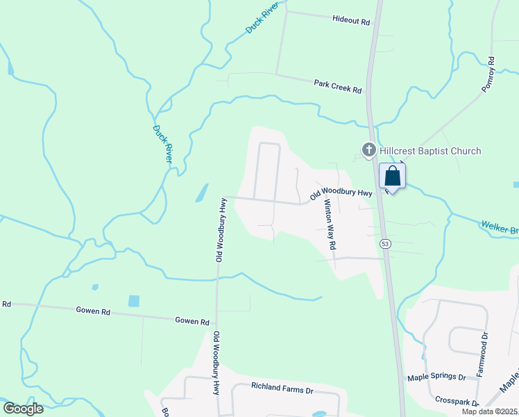 map of restaurants, bars, coffee shops, grocery stores, and more near 3096 Old Woodbury Hwy in Manchester