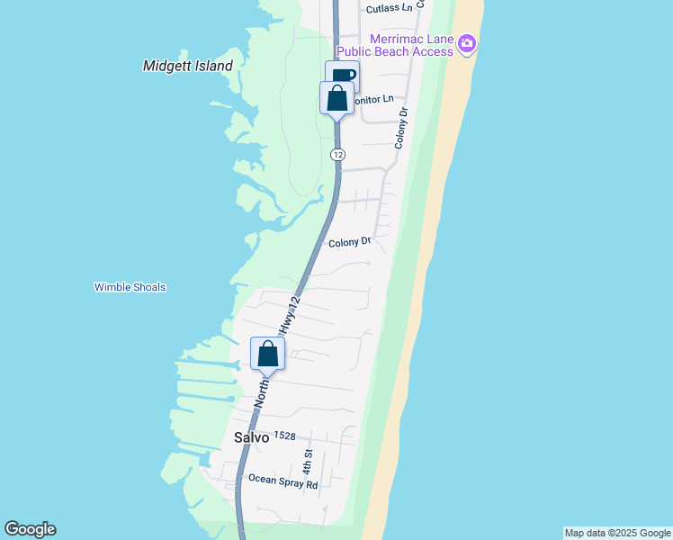 map of restaurants, bars, coffee shops, grocery stores, and more near 27266 Tarheel Court in Rodanthe