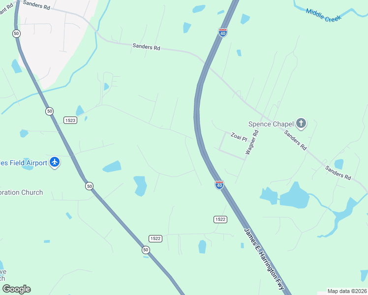 map of restaurants, bars, coffee shops, grocery stores, and more near 685 Roberts Road in Johnston County