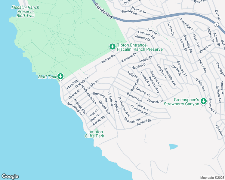 map of restaurants, bars, coffee shops, grocery stores, and more near 789 Ardath Drive in Cambria